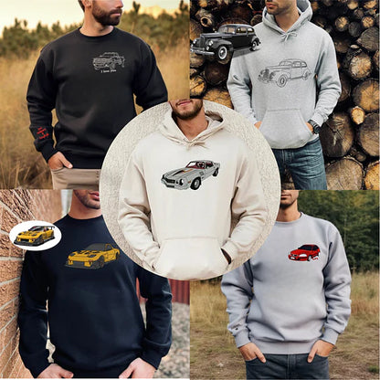 Custom Car Embroidered Crewneck & Hoodies – The Perfect Gift for Dad or Husband!