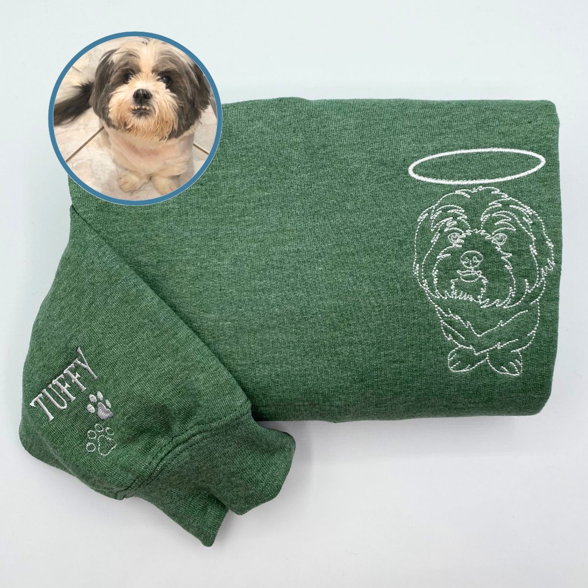 Custom Personalized Memorial Dog Shirt Outline Embroidered Dog Sweatshirt | Gift For Pet Lovers
