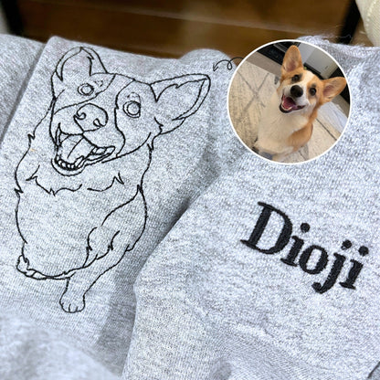 Custom Dog Dad Sweatshirt Embroidered Pet Face Name Portraits Photo | Gifts for Pet Lovers