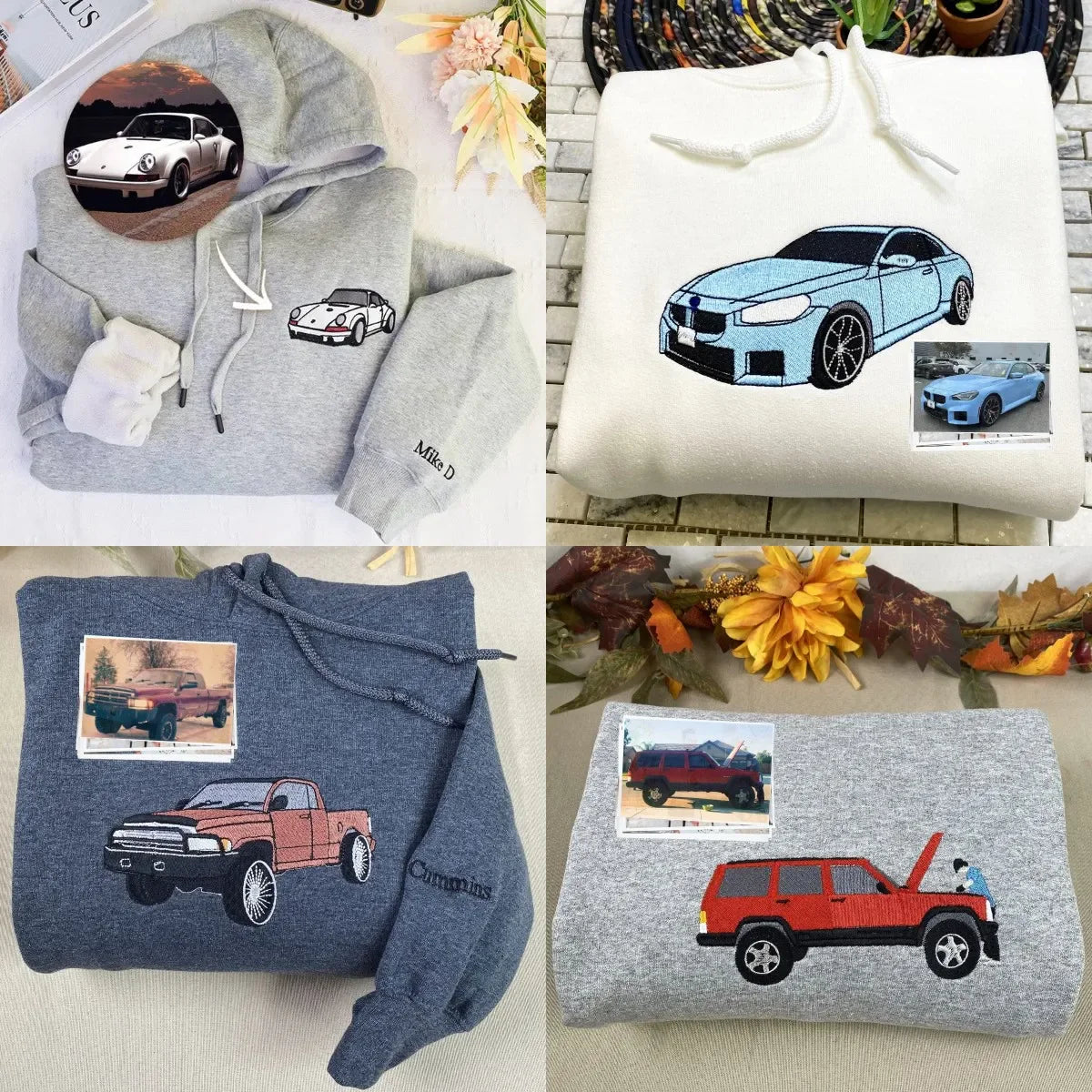 Customized Car Embroidered Hoodies