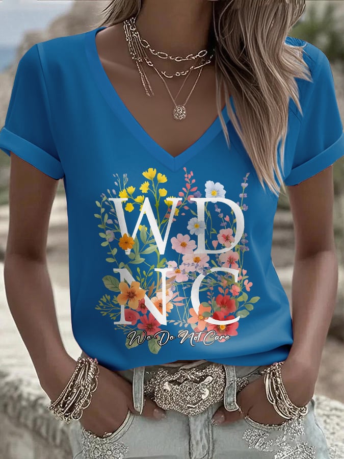 🔥Buy 3 Get 15% Off🔥V-Neck Retro Funny WDNC We Do Not Care Club Menopause Perimenopause Print T-Shirt
