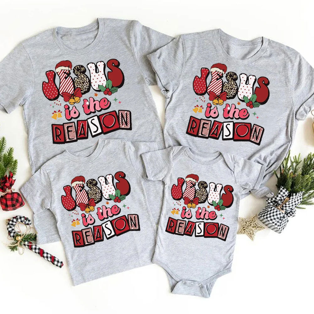 Jesus Is the Reason Religious Christmas Family Matching Shirts