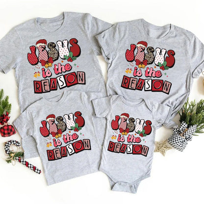 Jesus Is the Reason Religious Christmas Family Matching Shirts