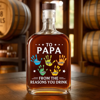 To My First And Forever Hero - Family Personalized Custom Whiskey Bottle - Father's Day, Gift For Dad, Grandpa
