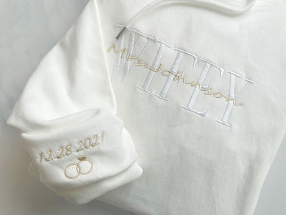 Personalized Embroidered Wifey Hubby Sweatshirt