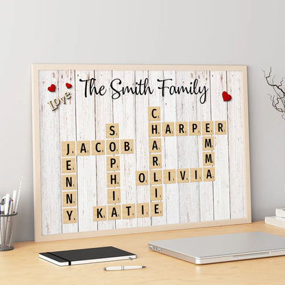 Family Love Crossword Puzzle Art Personalized Poster, Unique 2025 Home Decor, Mother's Day Gift For Family, Dad, Mom, Brother, Sister