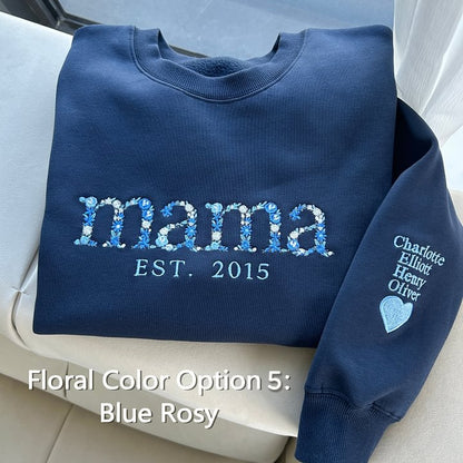 Custom Embroidered Floral Mama Sweatshirt
