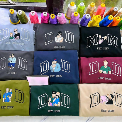 Custom Dad Shirt - Embroidered Portrait Shirt with Photo - Unique Gift for Dad and Family