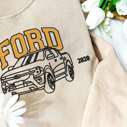 Custom Embroidered Car Hoodie, Custom Line Drawing Car Photo Embroidered Hoodie, Gifts for Dad