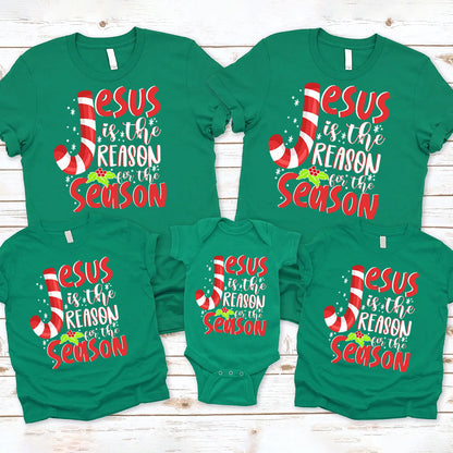 Jesus Is the Reason for the Season Christian Christmas Family Matching T-Shirt