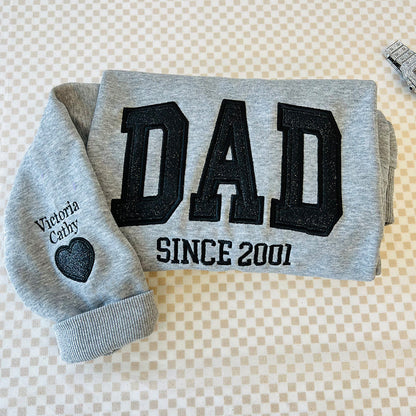 Custom Embroidered Sweatshirt With Your Child's Name And Heart On The Sleeve As A Mother’s/Father's Day Gift