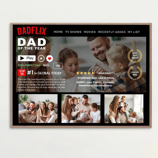 Custom Dadflix Movie Photo Frame, Father's Day Gift For Grandpa