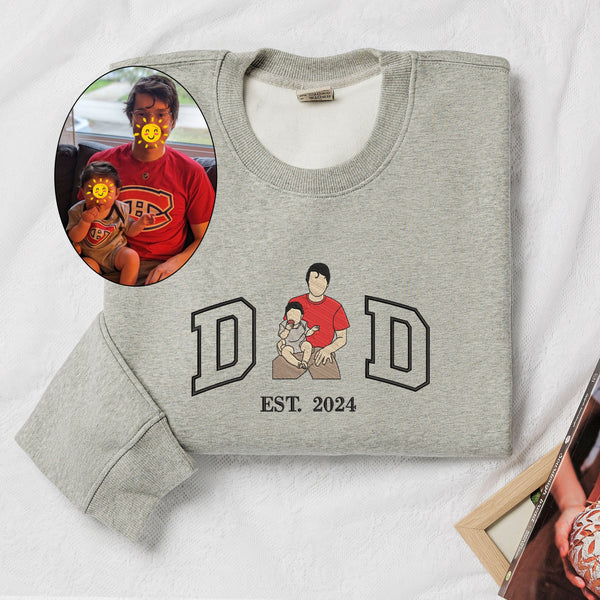 Custom Dad Shirt - Embroidered Portrait Shirt with Photo - Unique Gift for Dad and Family