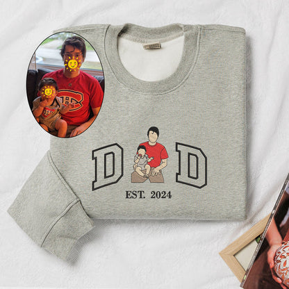 Custom Dad Shirt - Embroidered Portrait Shirt with Photo - Unique Gift for Dad and Family