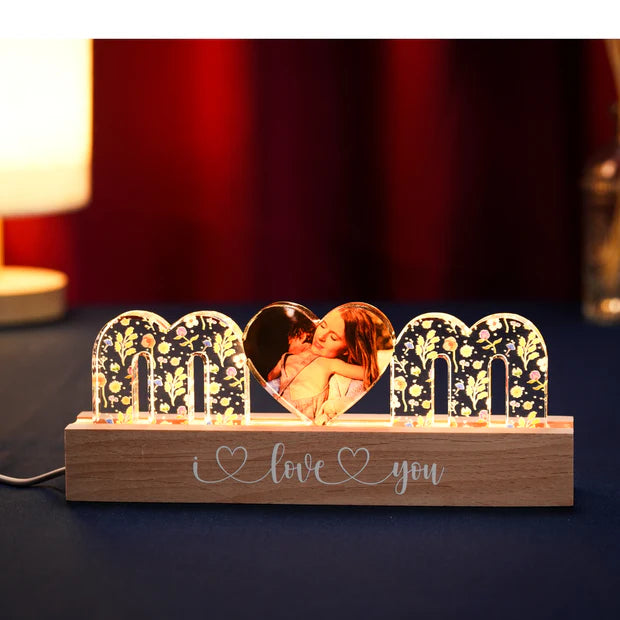 Personalized "I LOVE YOU MOM" Photo LED Light - Custom Night Light Gift ✨