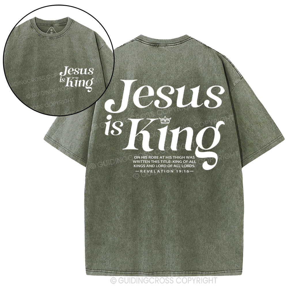 Jesus Is King Christian Washed T-Shirt
