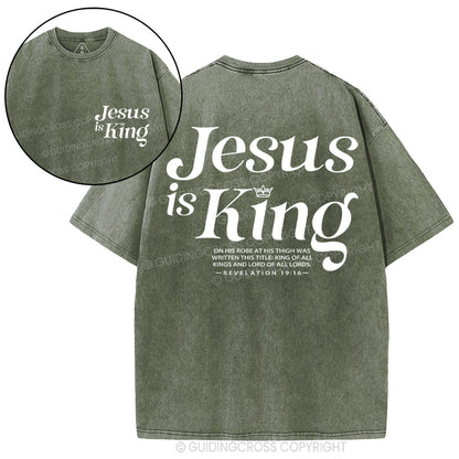 Jesus Is King Christian Washed T-Shirt