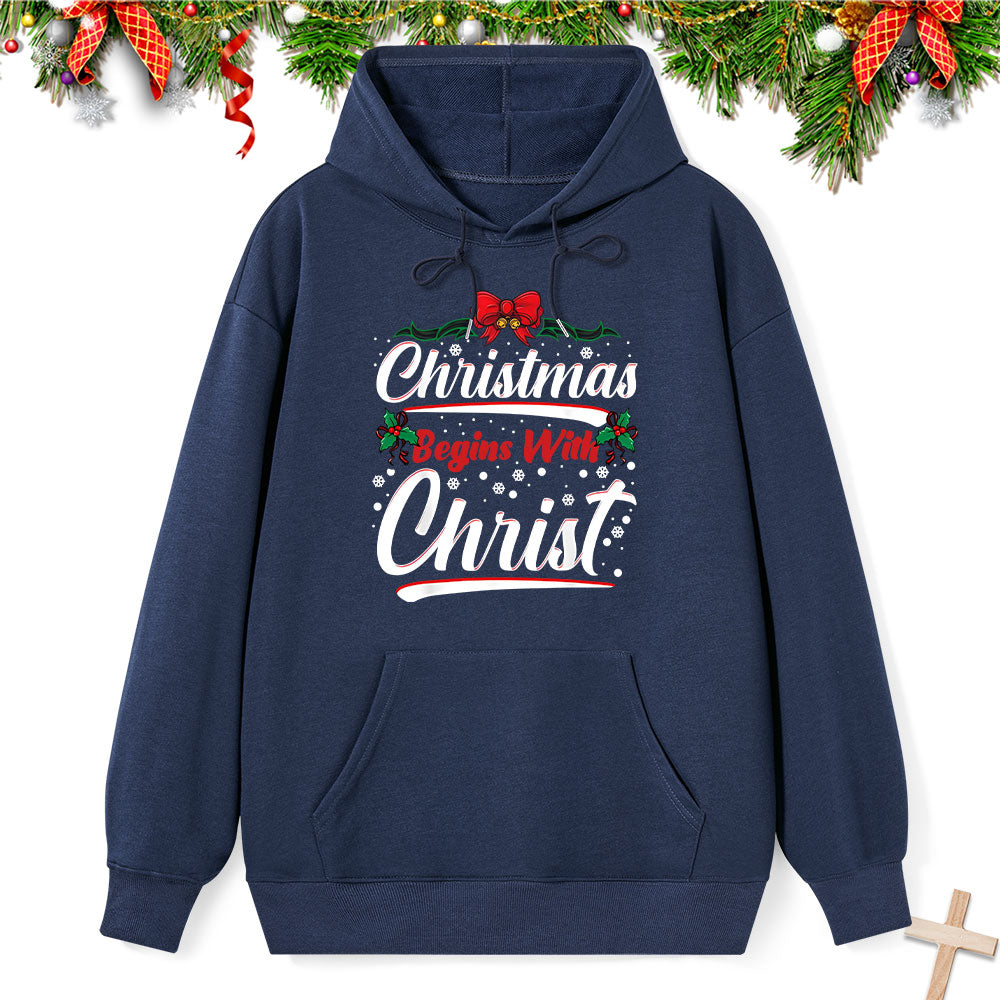 Christmas Begins With Christ Classic Christian Hoodie