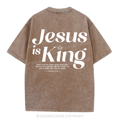 Jesus Is King Christian Washed T-Shirt