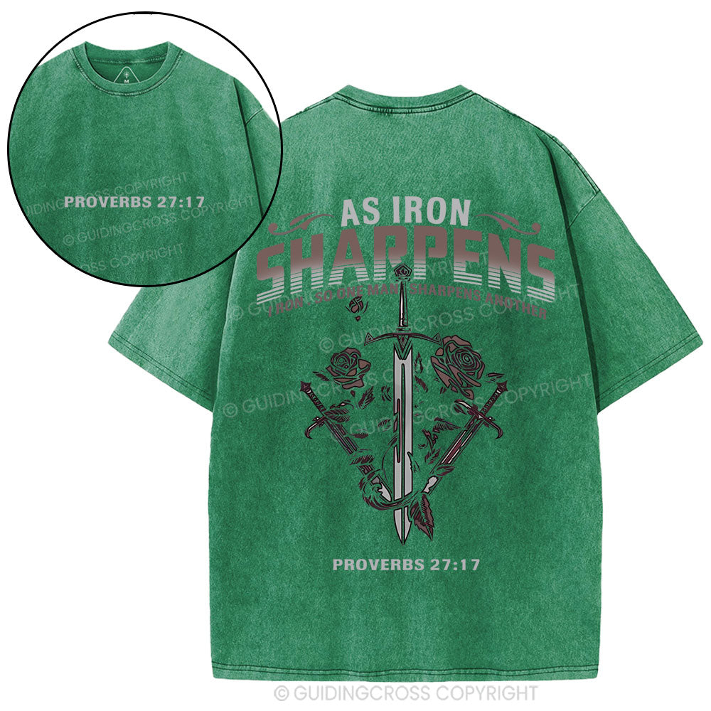 As Iron Sharpens Christian Washed T-Shirt