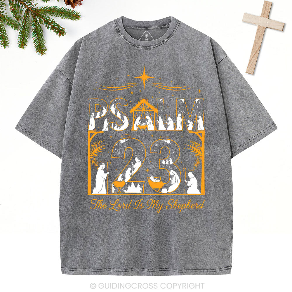 Psalm 23 Christian Christmas Washed T-Shirt