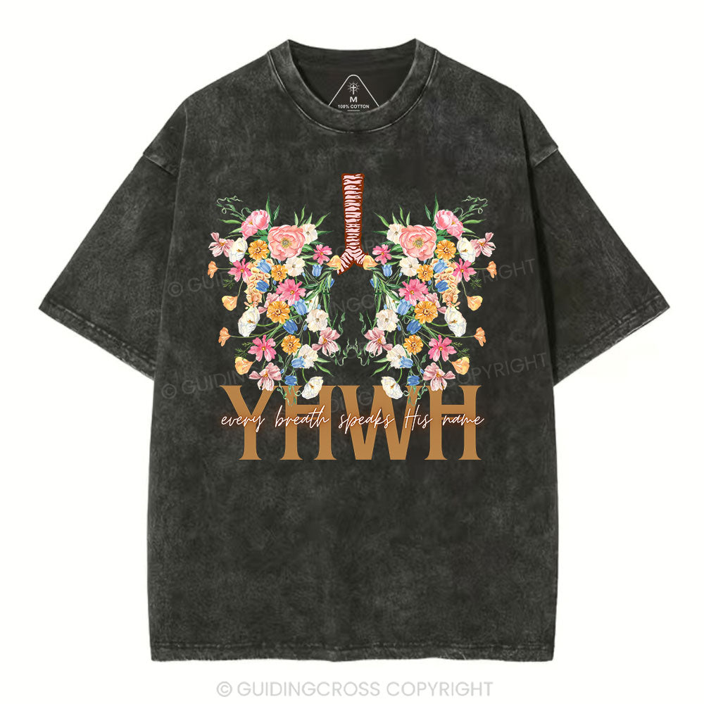 YHWH Floral Christian Washed T-Shirt