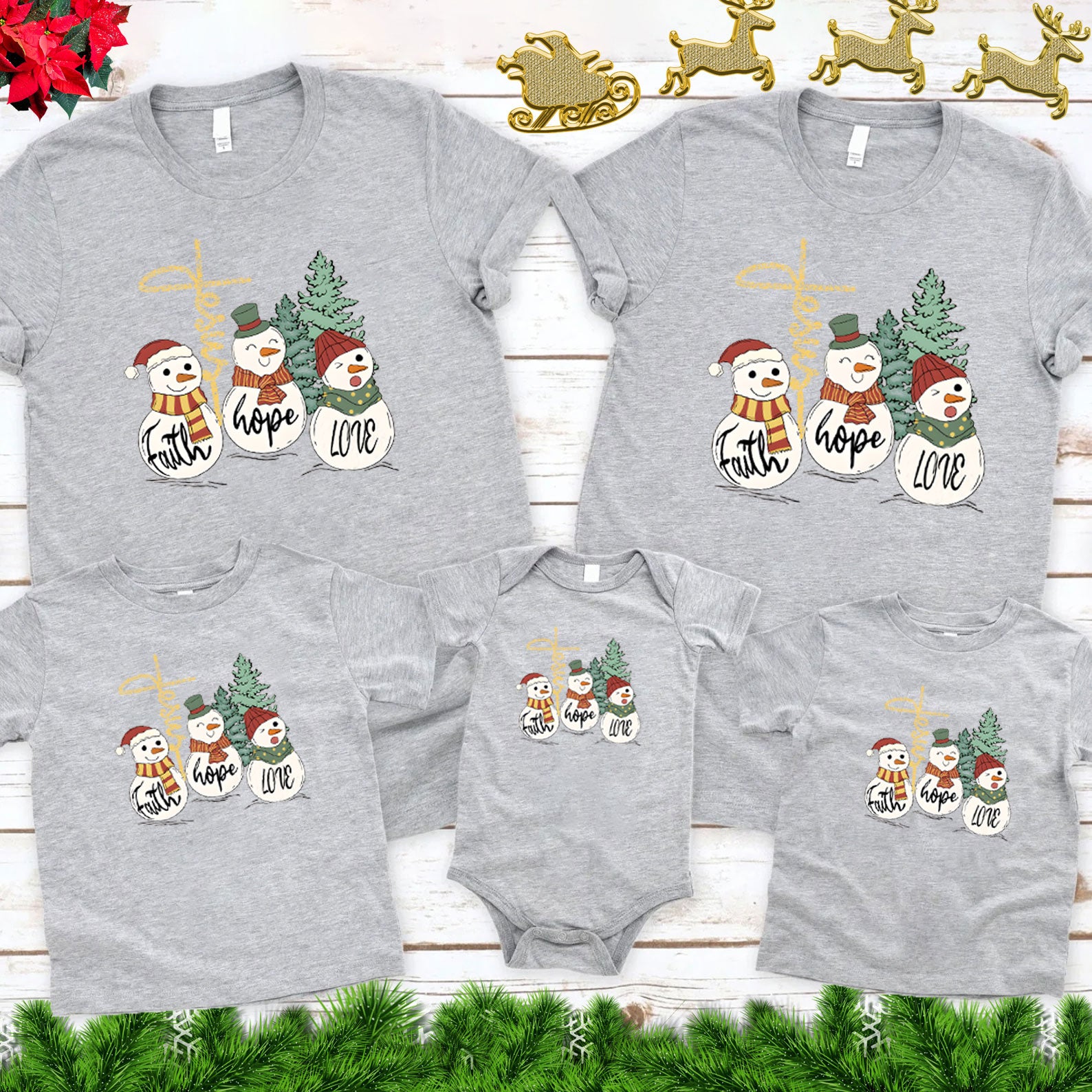 Personalized Faith Hope Love Christmas Family Matching Shirts