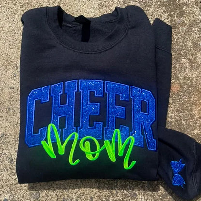Personalized Glitter Embroidered Cheer Mom Sweatshirt
