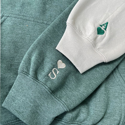 Personalized Outline Embroidered Portrait from Photo-Matching Couple Hoodie