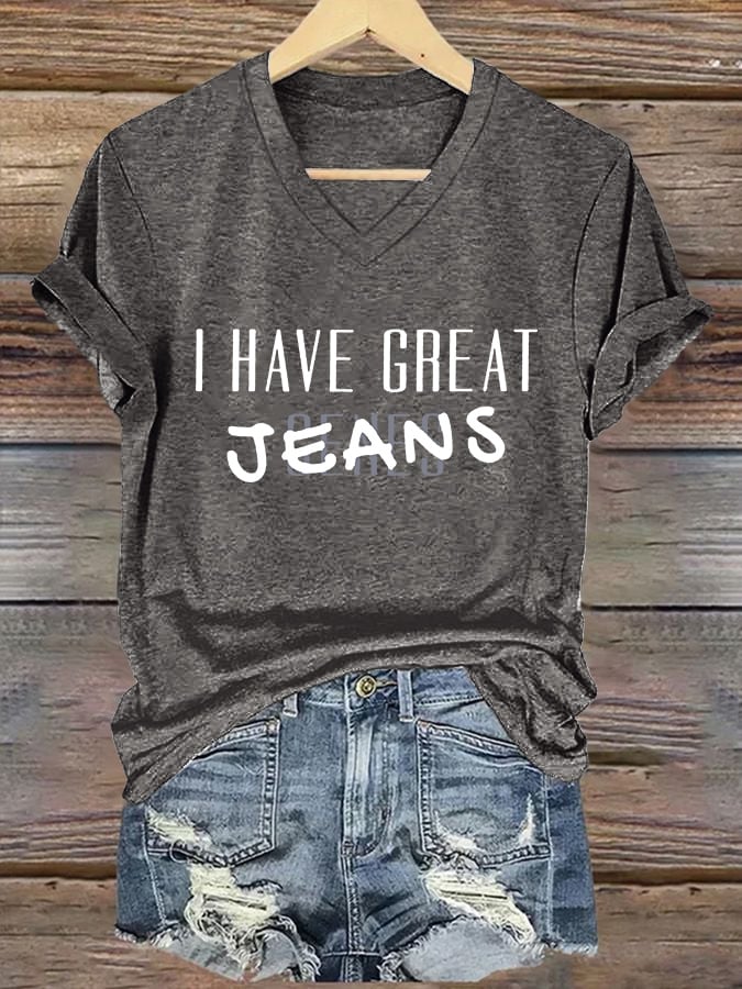 🔥Buy 3 Get 15% Off🔥V-Neck Retro I Have Great Jeans Genes Print T-Shirt