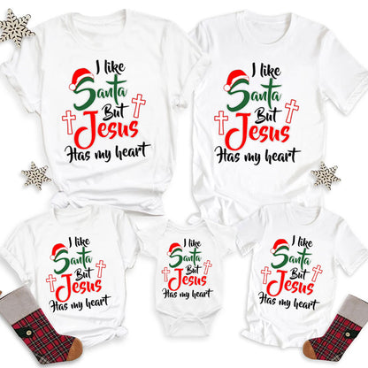 I Like Santa but Jesus Has My Heart Christmas Family Matching Shirts