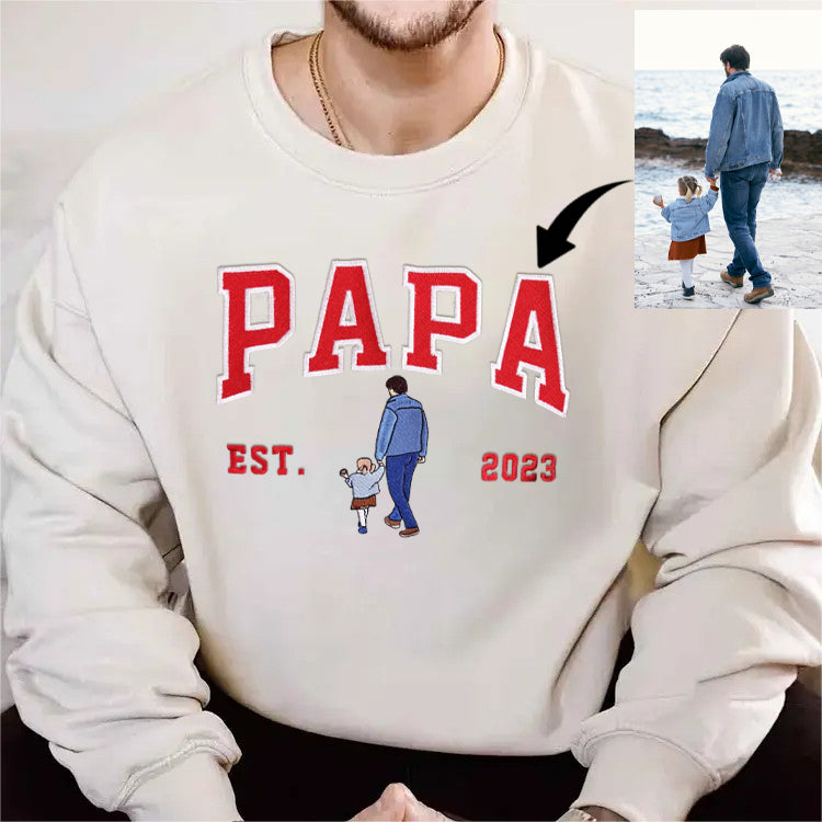 Custom Dad Photo Embroidery with nickname T-shirt/ Sweatshirt /Hoodie