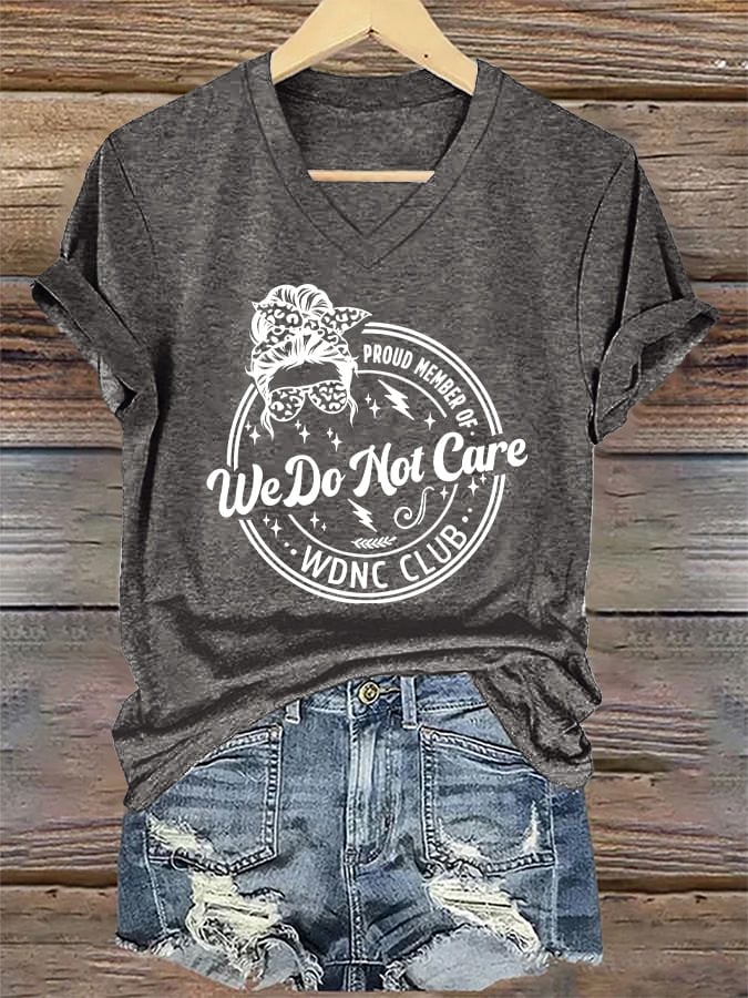 🔥Buy 3 Get 15% Off🔥V-Neck Retro Funny Proud Member Of WDNC Club We Do Not Care Menopause Perimenopause Print T-Shirt