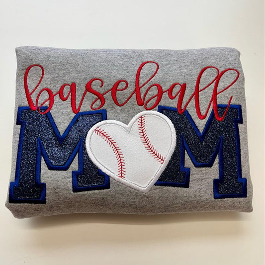 Ball Games MOM Glitter Embroidered Sweatshirt