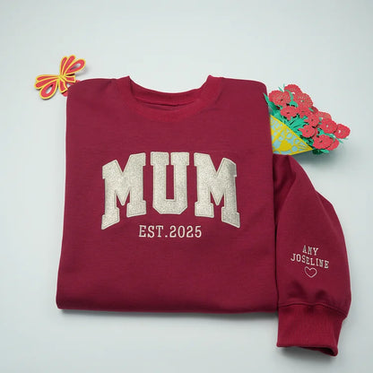 Customized Glitter Bow Embroidered Sweatshirt- Gift For Mom