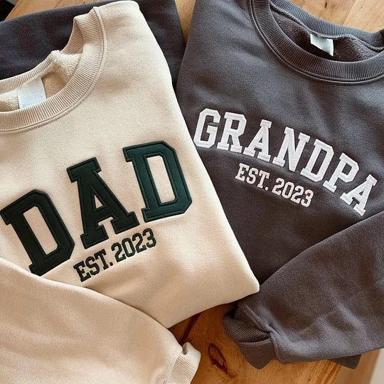 Personalized Embroidery Shirt, Custom DAD/GRANDPA Sweatshirt With Grandkids Names On Sleeve