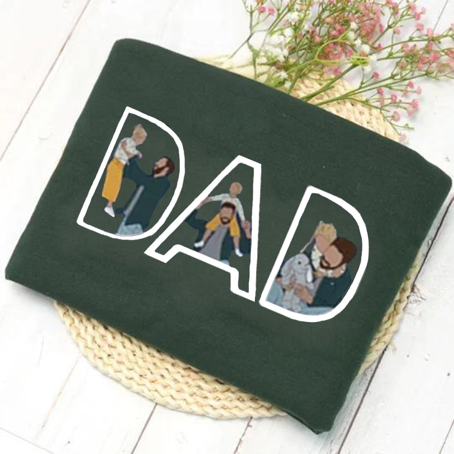 Personalized Dad Portrait Sweatshirt, Custom Photo Sweatshirt Gift for Dad, Fathers Day Gift