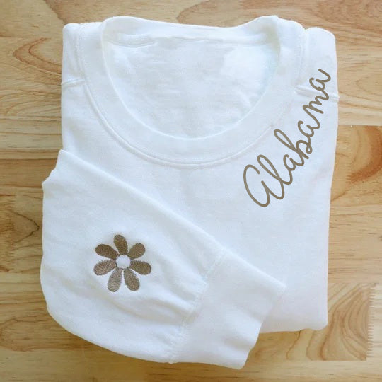 VINTAGE CUSTOM CREW-Custom Embroidered Hand Distressed Crew Neck Sweatshirt