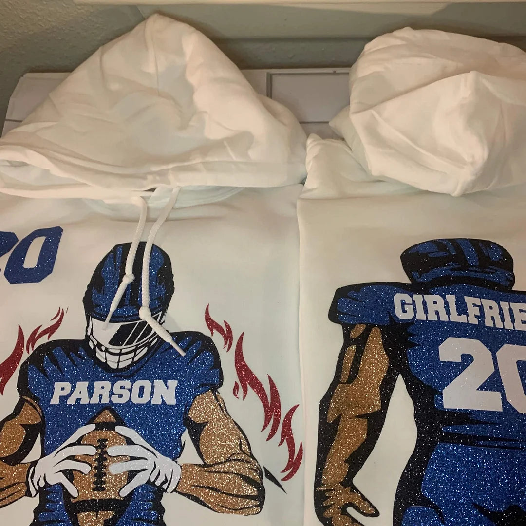🏈Shine On Game Day - Custom Glitter Football Player Sweatshirt Hoodie Tshirt