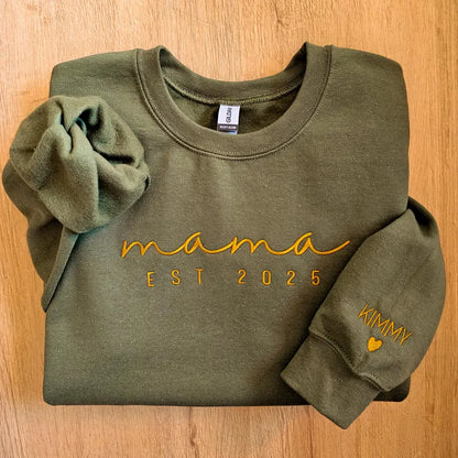 Custom Mom Sweatshirt and Hoodie, Embroidered Name on Sleeve, Best Gift for Mom