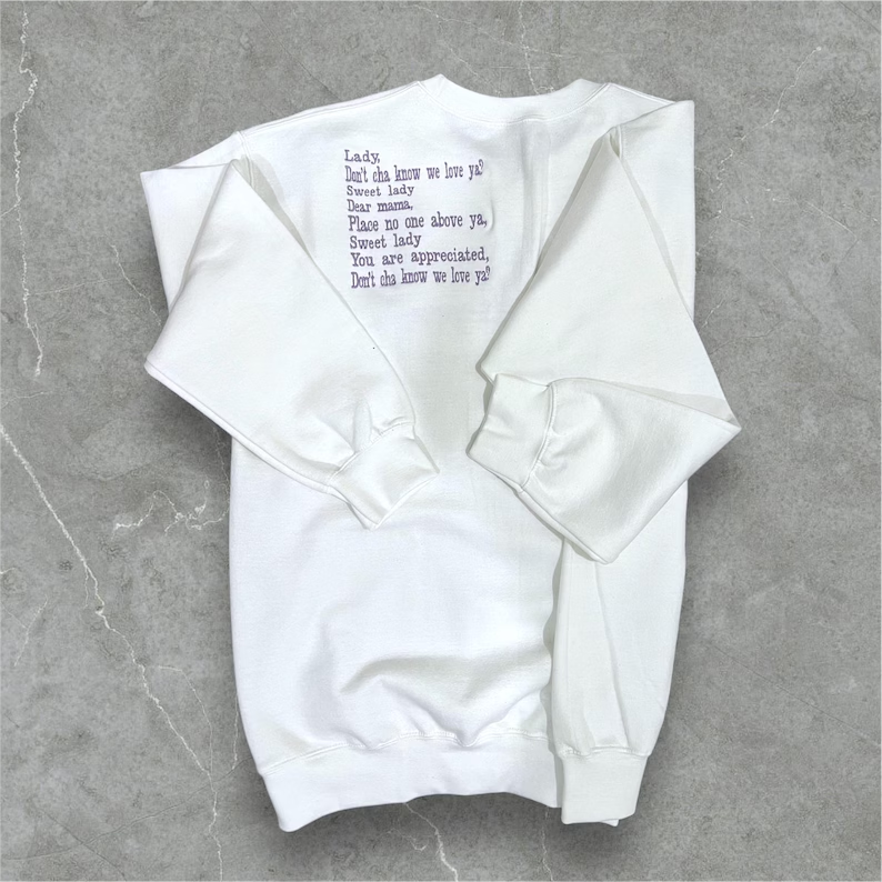 Custom Dear MAMA Glitter Applique Sweatshirt - Personalized Back Text Embroidery