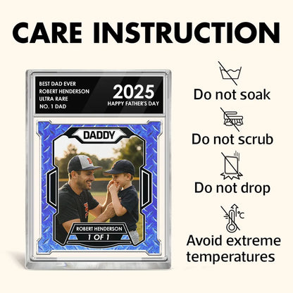 Custom Photo No. 1 Dad Trading Card Style Personalized Acrylic Block Plaque