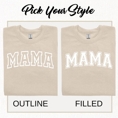 Mama Sweatshirt with Puff Lettering, Personalized Kid Names on Sleeve, Mama Sweater, Cute Gift for Mama