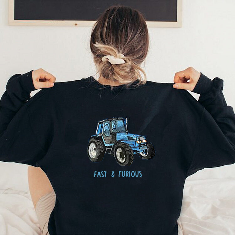 Custom Embroidered Car Design on Back, Personalized Tractor Lover Hoodie, Custom Embroidered Gift for Dad