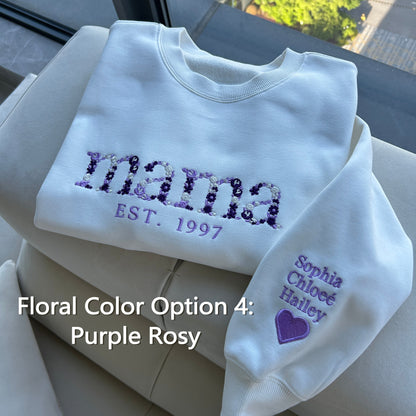 Custom Embroidered Floral Mama Sweatshirt