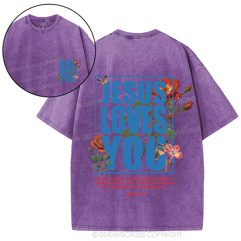 For God So Loved Christian Washed T-Shirt