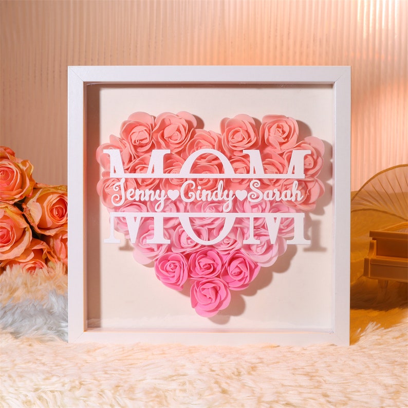 Personalized Mom Flower Shadow Box With Name