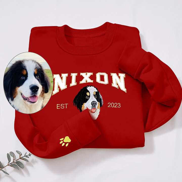 Custom Dog Hoodie Embroidered Dog Name Varsity Style Hoodie | Gifts for Pet Lovers