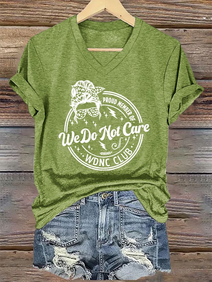 🔥Buy 3 Get 15% Off🔥V-Neck Retro Funny Proud Member Of WDNC Club We Do Not Care Menopause Perimenopause Print T-Shirt
