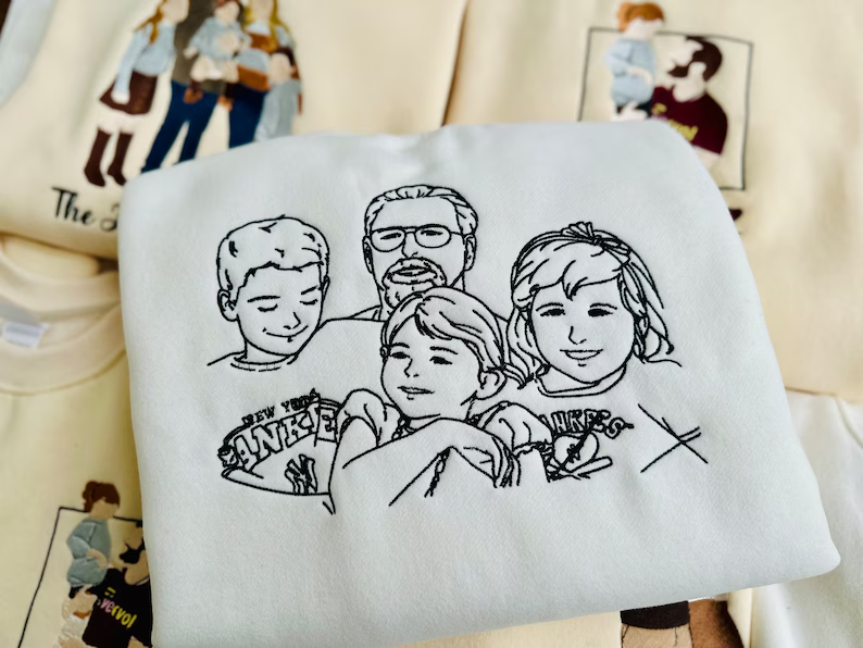 Personalized Family Photo Embroidery Sweatshirt , Gift for Mom, Mother's Day Gift